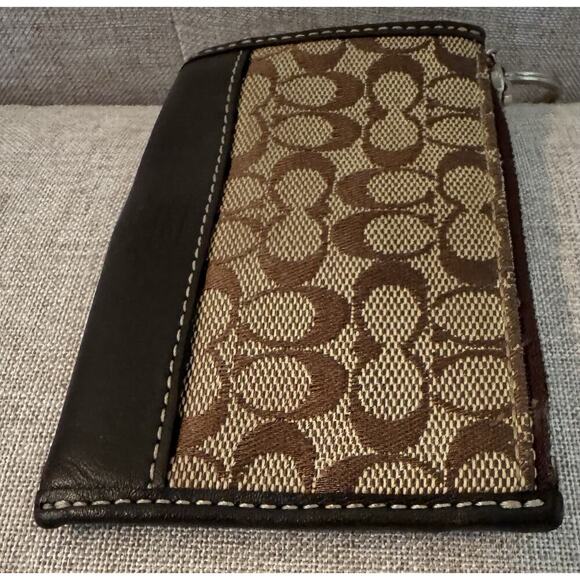 Vintage Coach Coin Purse Key Chain Brown Signature Small CC - Picture 4 of 6